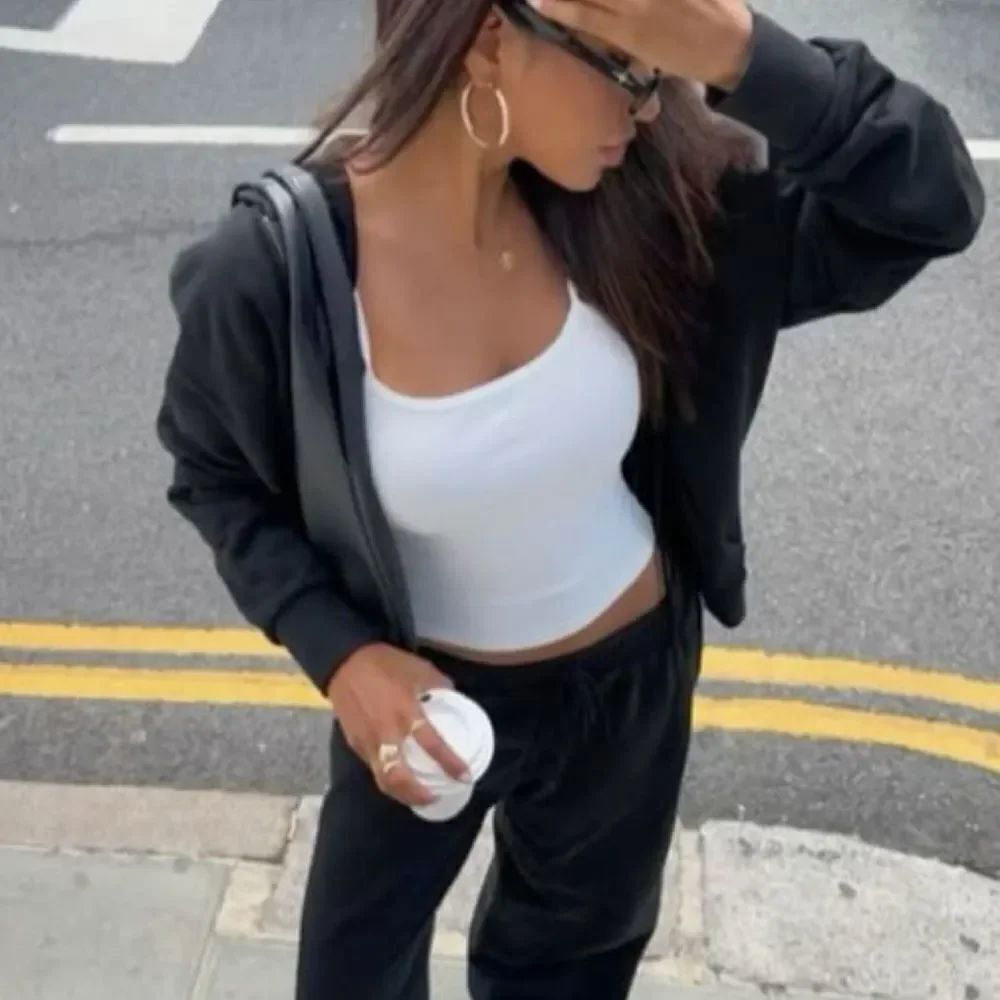 Women's Black Zip-Up Hoodie